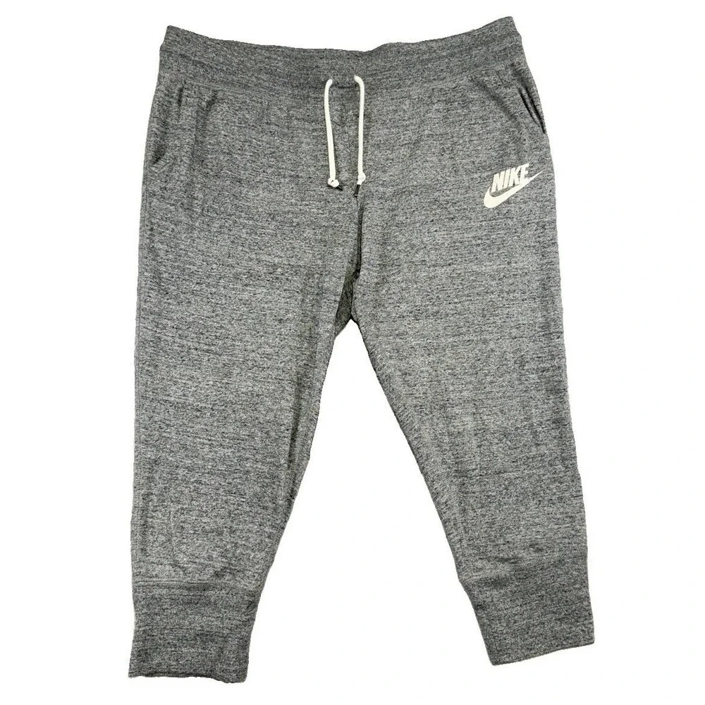 Nike Women's Heather Gray Organic Cotton Blend Cropped Jogger Pants XL